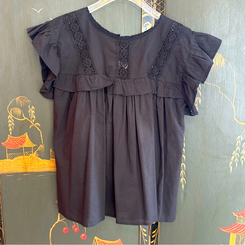 Emerson Fry | India Collection | Black Ruffle Top | size M/L
